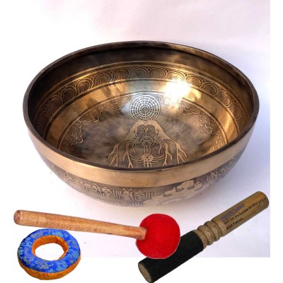 Hand Beaten Bronze Singing Bowl With [etching Carving]