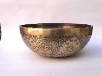 Hand Beaten Bronze Singing Bowl With [etching Carving]