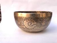 Hand Beaten Bronze Singing Bowl With [etching Carving]