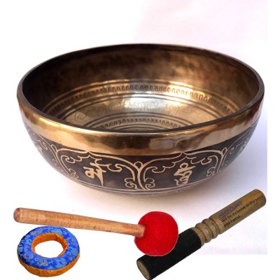 Hand Beaten Bronze Singing Bowl With [etching Carving]