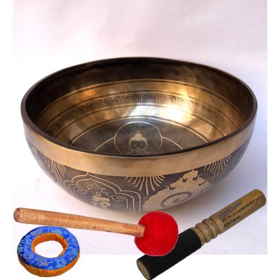 Hand Beaten Bronze Singing Bowl With [etching Carving]