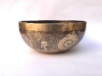 Hand Beaten Bronze Singing Bowl With [etching Carving]