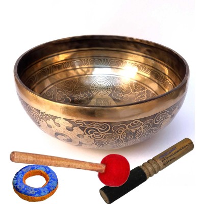 Hand Beaten Bronze Singing Bowl With [etching Carving]