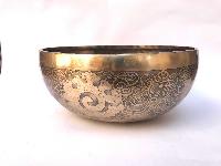 Hand Beaten Bronze Singing Bowl With [etching Carving]