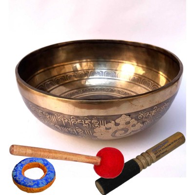 Handbeaten Bronze Singing Bowl With [etching Carving]