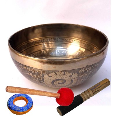 Handbeaten Bronze Singing Bowl With [etching Carving]