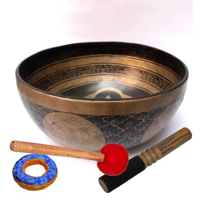 Hand Beaten Bronze Singing Bowl With [etching Carving]