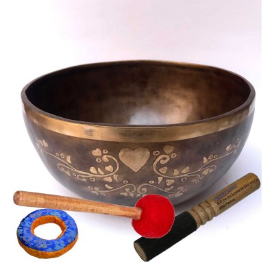 Hand Beaten Bronze Singing Bowl With [etching Carving]