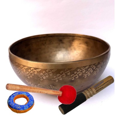 Hand Beaten Bronze Singing Bowl With [etching Carving]