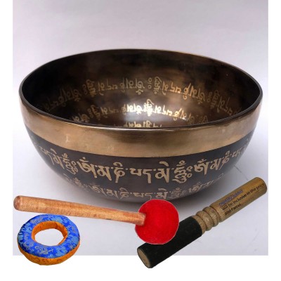 Hand Beaten Bronze Singing Bowl With [etching Carving]