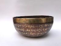 Hand Beaten Bronze Singing Bowl With [etching Carving]