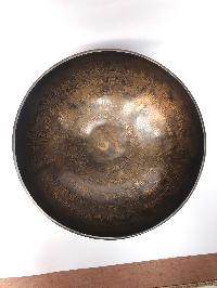 Hand Beaten Bronze Singing Bowl With [om Mani Padme Hum Design], [etching Carving]