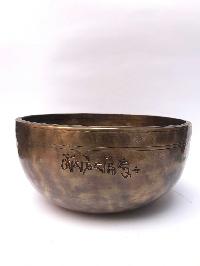 Hand Beaten Bronze Full Moon Singing Bowl With [carving]