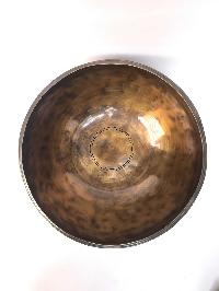 Hand Beaten Bronze Full Moon Singing Bowl With [carving]