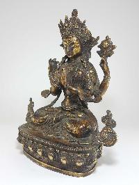 Tibetan Statue Of Avalokiteshvara Chengrezig, Good Quality, [bronze Antique Finishing]