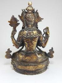 Tibetan Statue Of Avalokiteshvara Chengrezig, Good Quality, [bronze Antique Finishing]