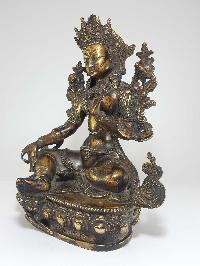 Tibetan Statue Of Green Tara, Good Quality, [bronze Antique Finishing]