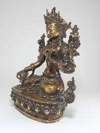 Tibetan Statue Of White Tara, Good Quality, [bronze Antique Finishing]