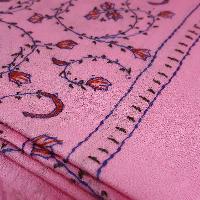 Ring Shawl, Delicate Two-ply Woolen Ring Shawl: Embroidered Beauty, Lightweight, And Warm, Real Wool, [hq], Pink