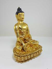 Tibetan Statue Of Shakyamuni Buddha [full Fire Gold Plated] With [painted Face]