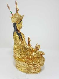 Tibetan Statue Of Padmasambhava [full Fire Gold Plated] With [painted Face]