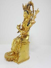Tibetan Statue Of Maitreya Buddha [full Fire Gold Plated] With [painted Face]