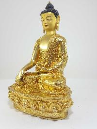Tibetan Statue Of Shakyamuni Buddha [full Fire Gold Plated] With [painted Face]