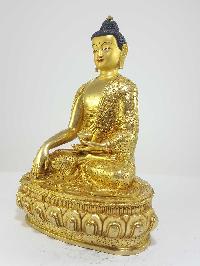 Tibetan Statue Of Shakyamuni Buddha [full Fire Gold Plated] With [painted Face]