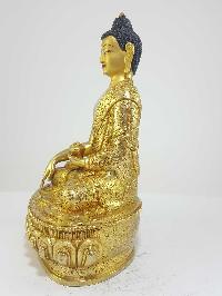 Tibetan Statue Of Shakyamuni Buddha [full Fire Gold Plated] With [painted Face]