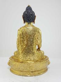 Tibetan Statue Of Shakyamuni Buddha [full Fire Gold Plated] With [painted Face]