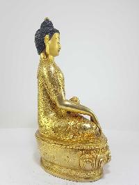 Tibetan Statue Of Shakyamuni Buddha [full Fire Gold Plated] With [painted Face]