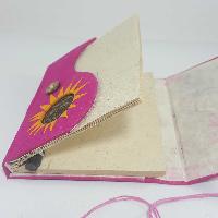 Foldable Son And Moon, Lokta Paper [small] Notebook, [40 Pages], Pink