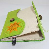 Foldable Son And Moon, Lokta Paper [small] Notebook, [40 Pages], Olive Green