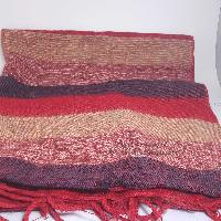 Yak Wool Shawl, Nepali Acrylic Hand Loom Shawl, [red, Brown, Light Red, Marron Strip]