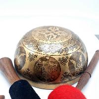 Fine Carving Singing Bowl [jambati], With [white Tara], [etching Carving]