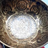 Fine Carving Singing Bowl [jambati], With [white Mahakala], [etching Carving]