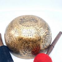 Fine Carving Singing Bowl [jambati], With [white Mahakala], [etching Carving]