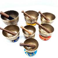 7 Chakra Set, Singing Bowl Set, [bronze], [oxidized], [itiching Carving]