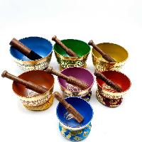 7 Chakra Set, Singing Bowl Set, [bronze], [painted]