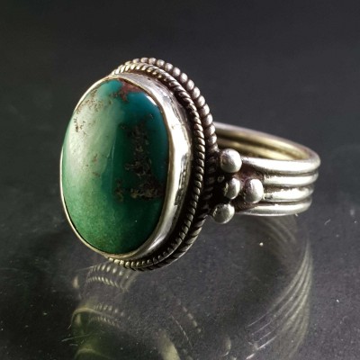 Turquoise Silver Ring [old Tibetan Turquoise]