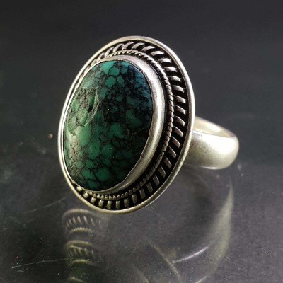 Turquoise Silver Ring [old Tibetan Turquoise]