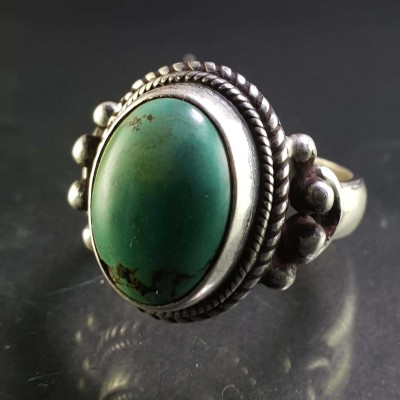 Turquoise Silver Ring [old Tibetan Turquoise]