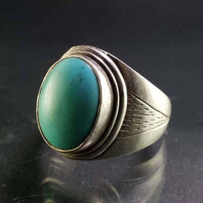 Turquoise Silver Ring [old Tibetan Turquoise]