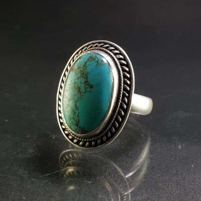 Turquoise Silver Ring [old Tibetan Turquoise]