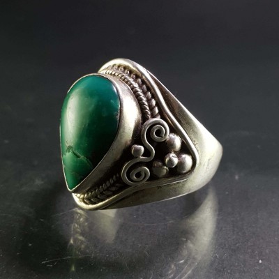 Turquoise Silver Ring [old Tibetan Turquoise]