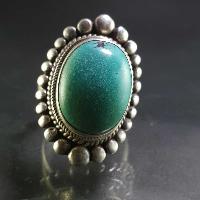 Turquoise Silver Ring [old Tibetan Turquoise]