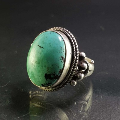 Turquoise Silver Ring [old Tibetan Turquoise]