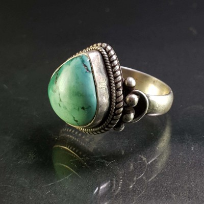 Turquoise Silver Ring [old Tibetan Turquoise]