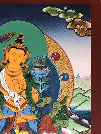 Tibetan Thangka Of Manjushri With [real Gold]