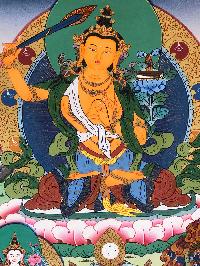 Tibetan Thangka Of Manjushri With [real Gold]